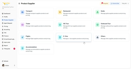 Giao diện CRM Victoria